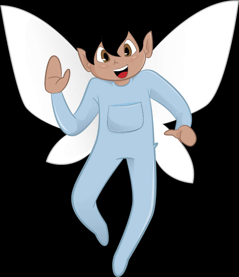 Cartoon Blue Fairy Waving PNG image