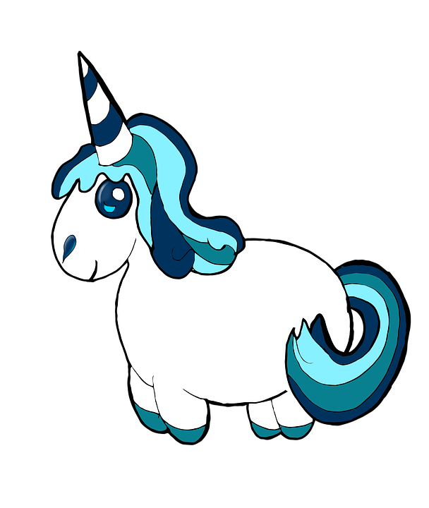 Cartoon Blue Maned Unicorn PNG image