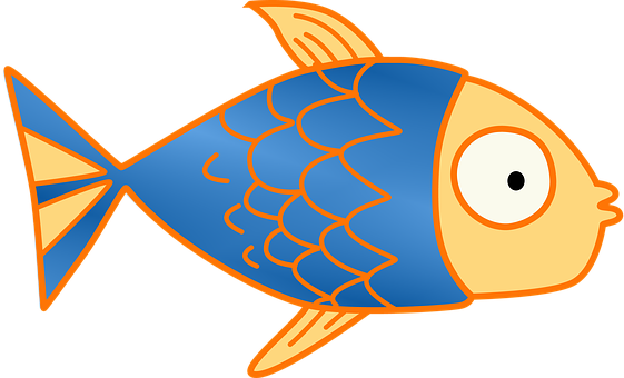 Cartoon Blueand Orange Fish PNG image