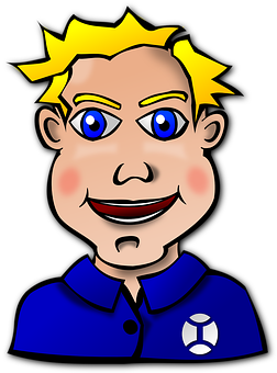 Cartoon Boy Blue Shirt Soccer Badge PNG image