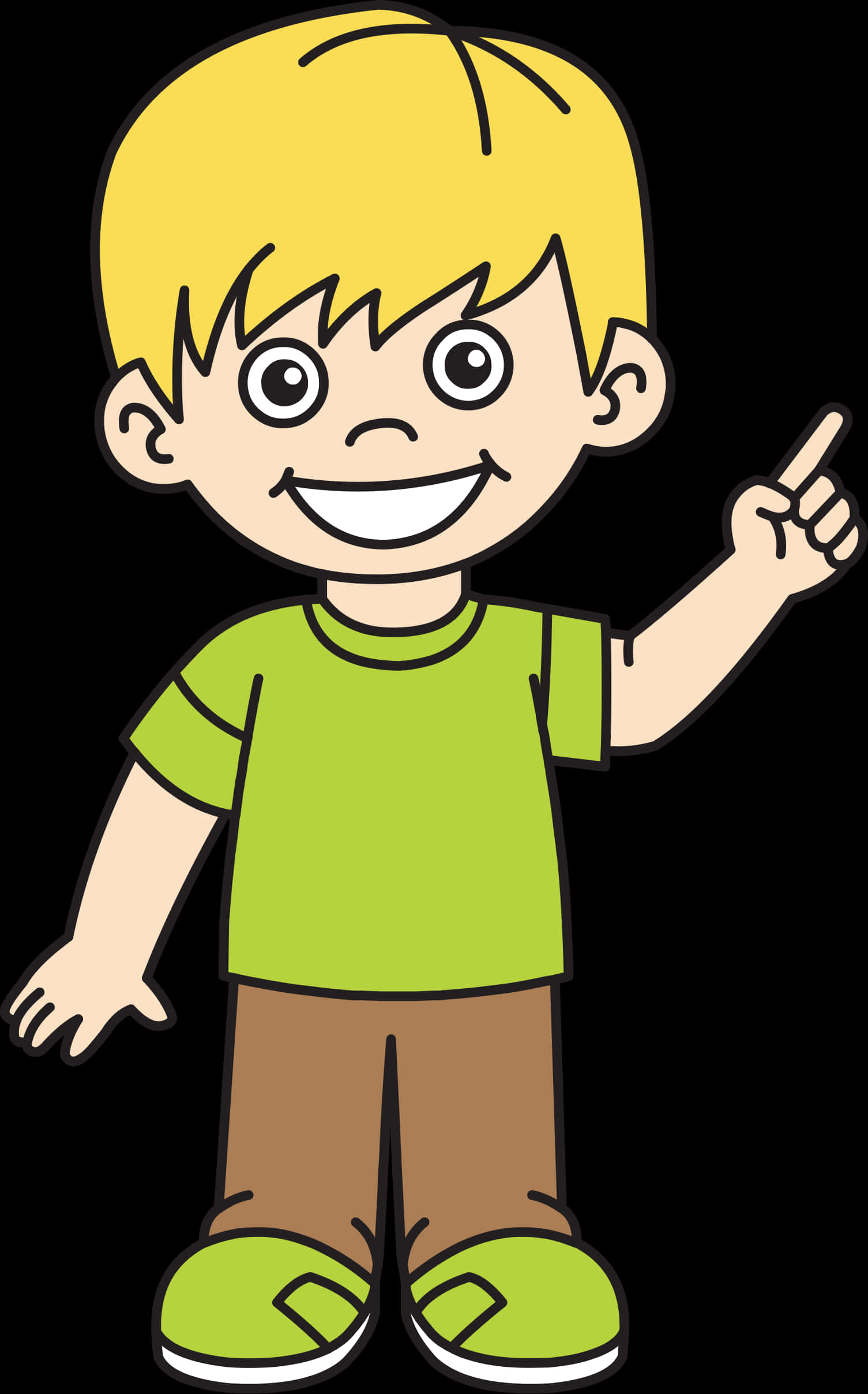 Cartoon Boy Pointing Up PNG image