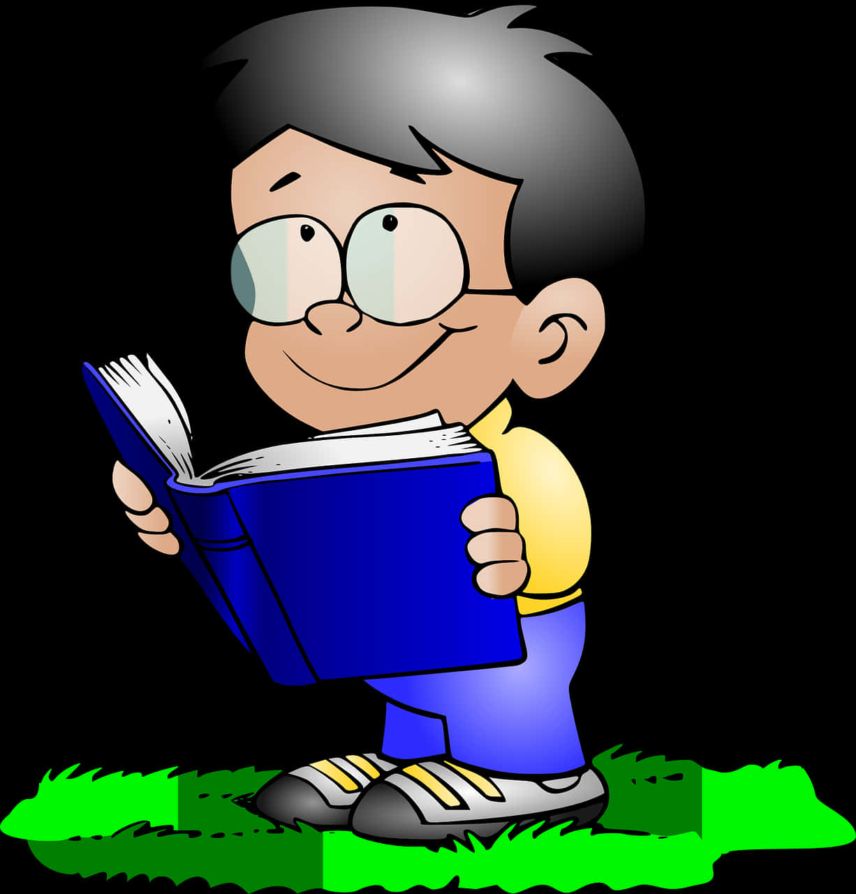 Cartoon Boy Reading Book PNG image