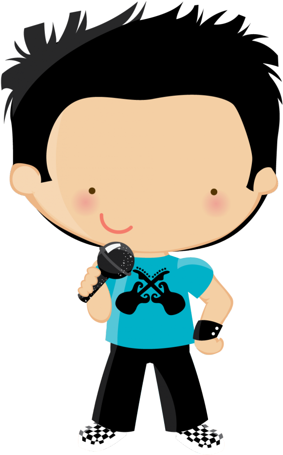 Cartoon Boy Singing With Microphone PNG image