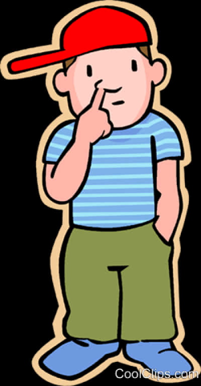 Cartoon Boy Touching Nose PNG image
