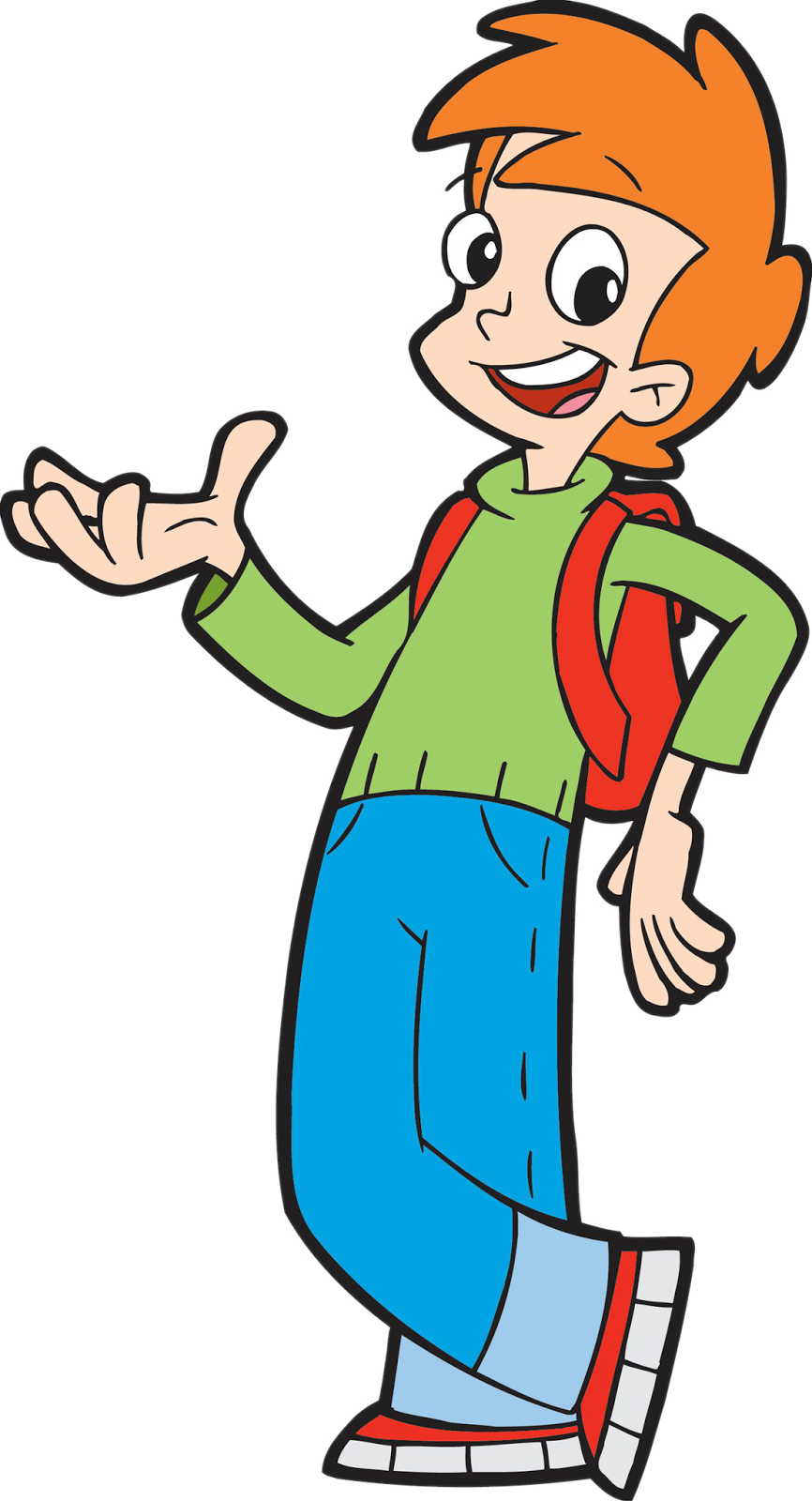 Cartoon Boy Walking With Backpack PNG image