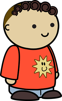 Cartoon Boy With Sun Design Shirt PNG image