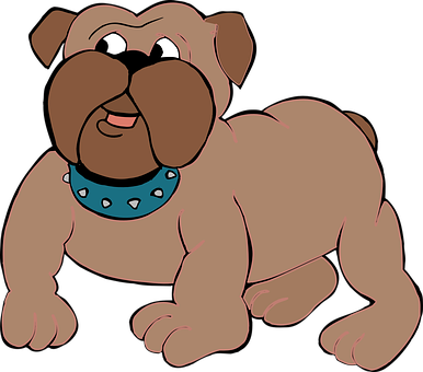 Cartoon Brown Dog Blue Collar PNG image