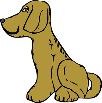 Cartoon Brown Dog Sitting PNG image