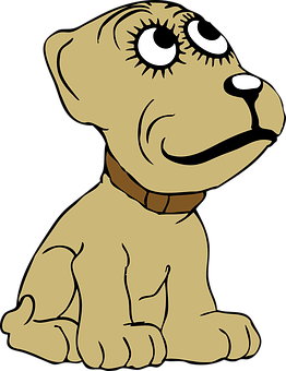 Cartoon Brown Dog Sitting PNG image