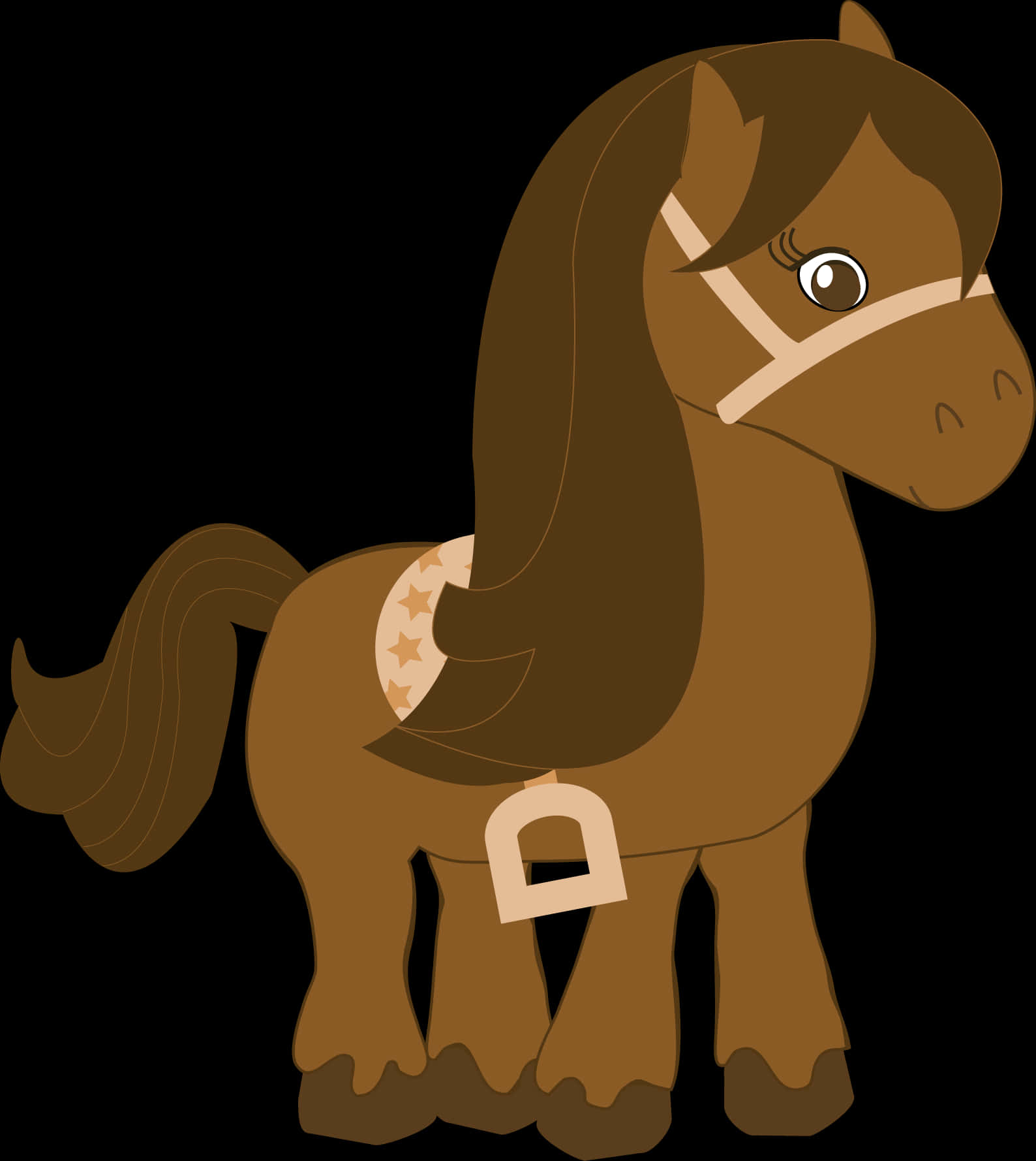 Cartoon Brown Horse Illustration PNG image