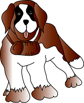 Cartoon Brownand White Dogwith Bone PNG image