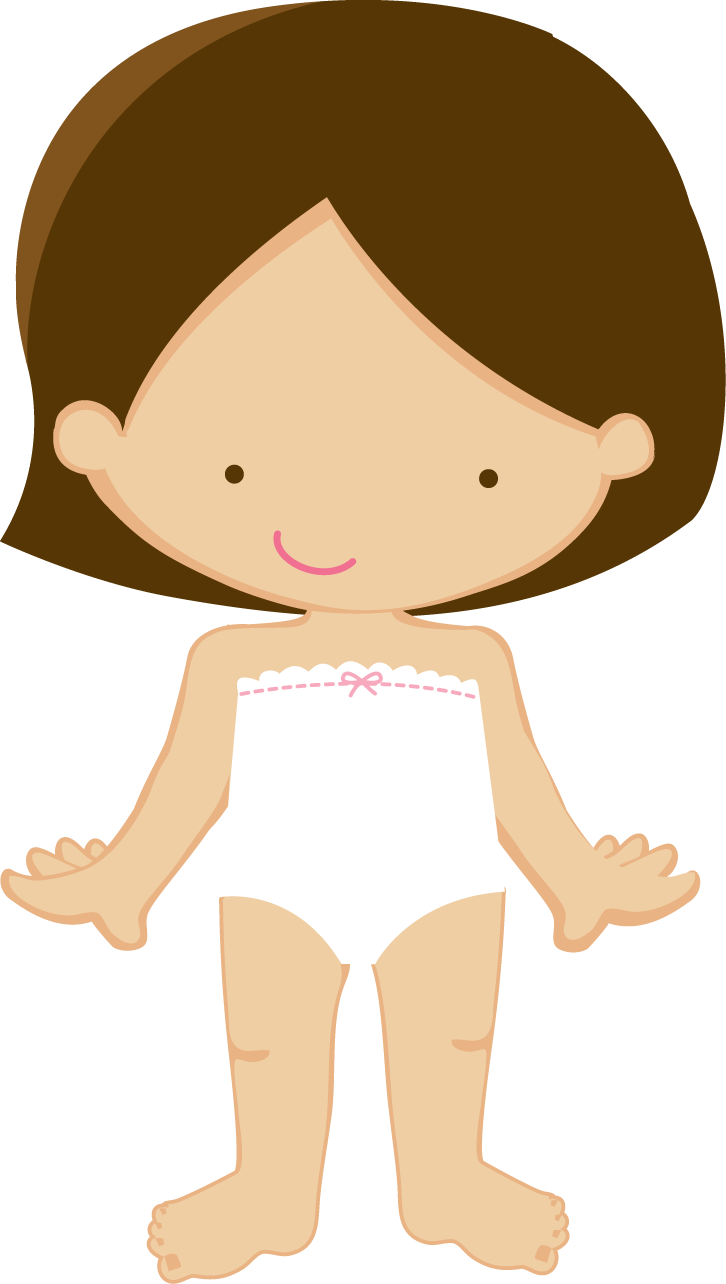 Cartoon Brunette Doll In Underwear PNG image