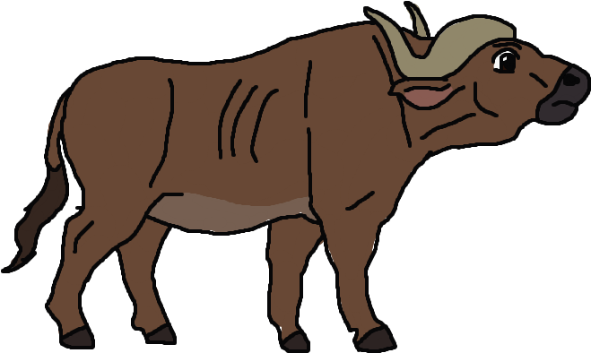 Cartoon Buffalo Standing Side View PNG image