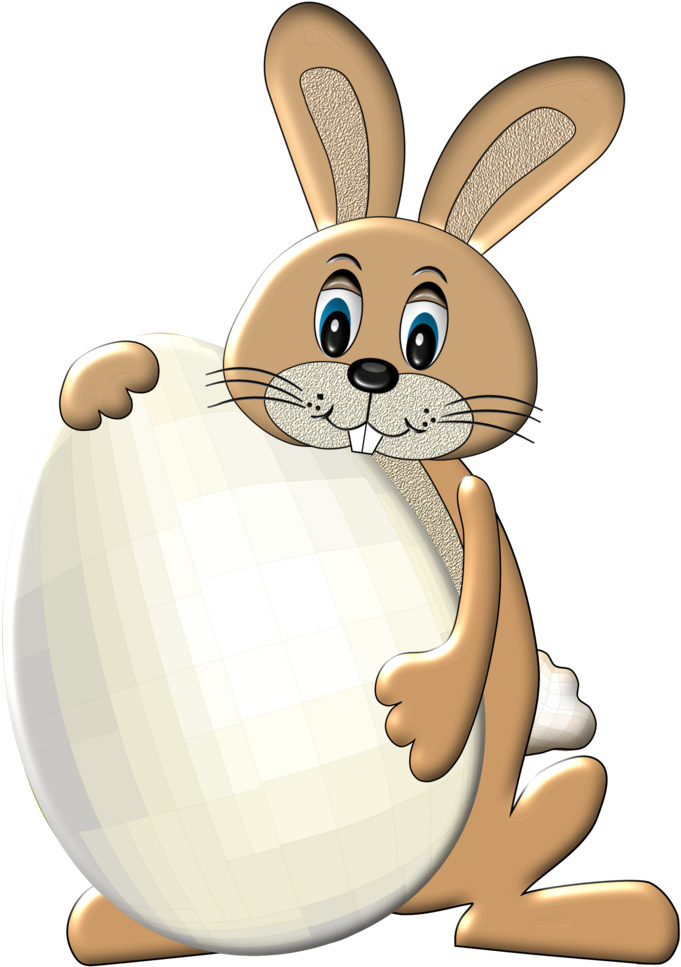 Cartoon Bunnywith Giant Egg PNG image