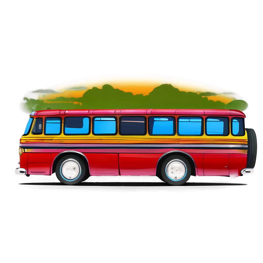 Cartoon Bus At Sunset Png 14 PNG image