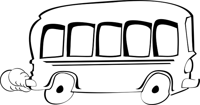 Cartoon Bus Blackand White PNG image
