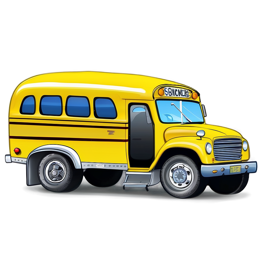 Cartoon Bus In Countryside Png Dmv75 PNG image