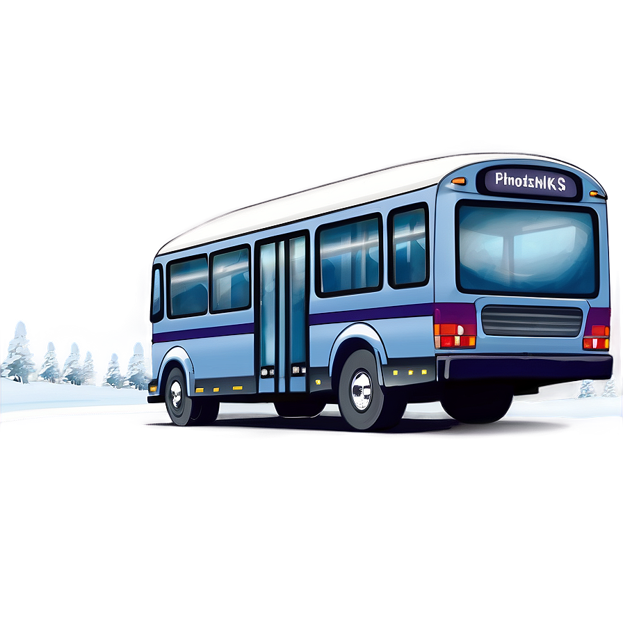 Cartoon Bus In Winter Scene Png Hhy77 PNG image