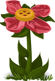 Cartoon Button Center Flower PNG image