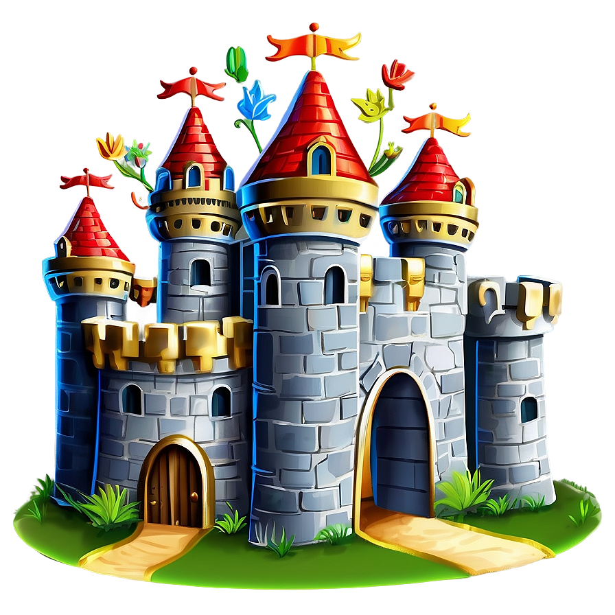 Cartoon Castle And Sun Png 06262024 PNG image