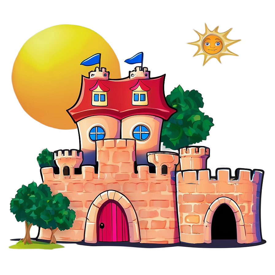 Cartoon Castle And Sun Png 06262024 PNG image