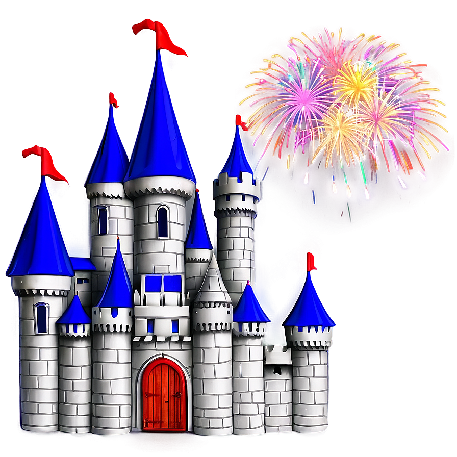 Cartoon Castle With Fireworks Png 06262024 PNG image