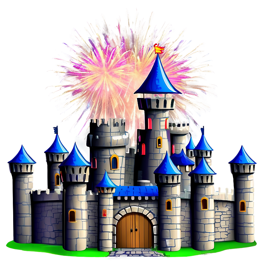 Cartoon Castle With Fireworks Png 70 PNG image