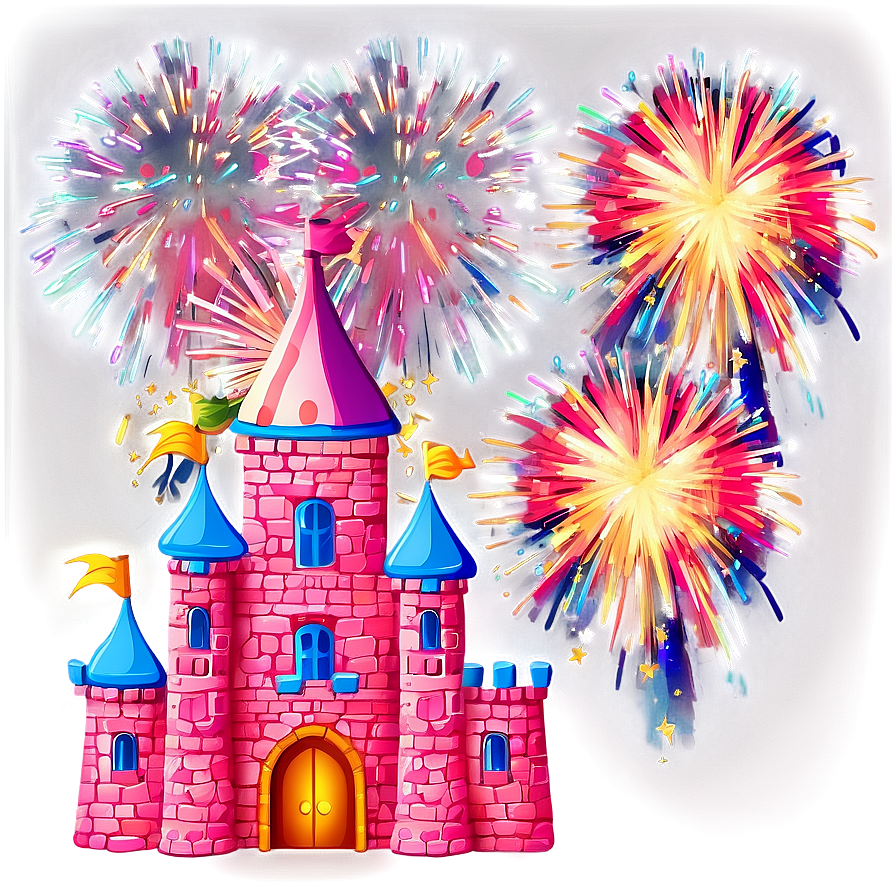 Cartoon Castle With Fireworks Png Fnb85 PNG image