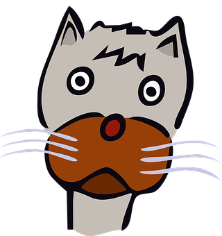 Cartoon Cat With Pretzel Mustache PNG image