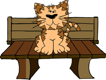 Cartoon Caton Bench PNG image