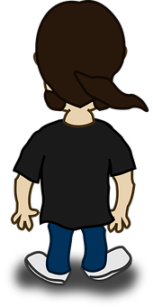 Cartoon Character Black Shirt Blue Jeans PNG image