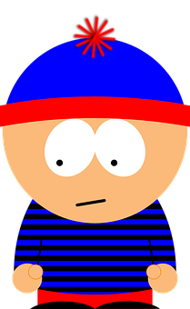 Cartoon Character Blue Hat Striped Shirt PNG image