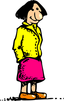 Cartoon Character Yellow Jacket Pink Skirt PNG image