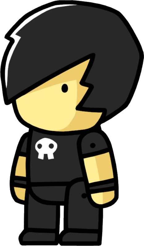 Cartoon Characterwith Helmetand Skull Shirt PNG image