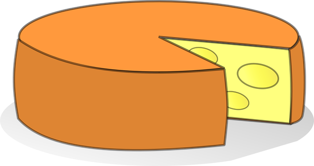 Cartoon Cheese Wheeland Slice PNG image