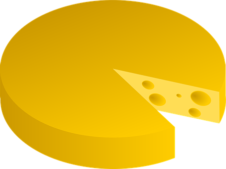 Cartoon Cheese Wheelwith Slice PNG image