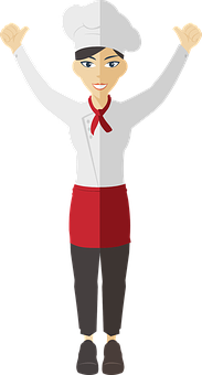 Cartoon Chef Celebrating Victory PNG image