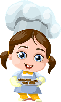 Cartoon Chef Girl Holding Cookies PNG image