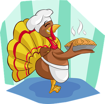 Cartoon Chef Turkeywith Pie PNG image