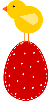 Cartoon Chick On Red Egg PNG image