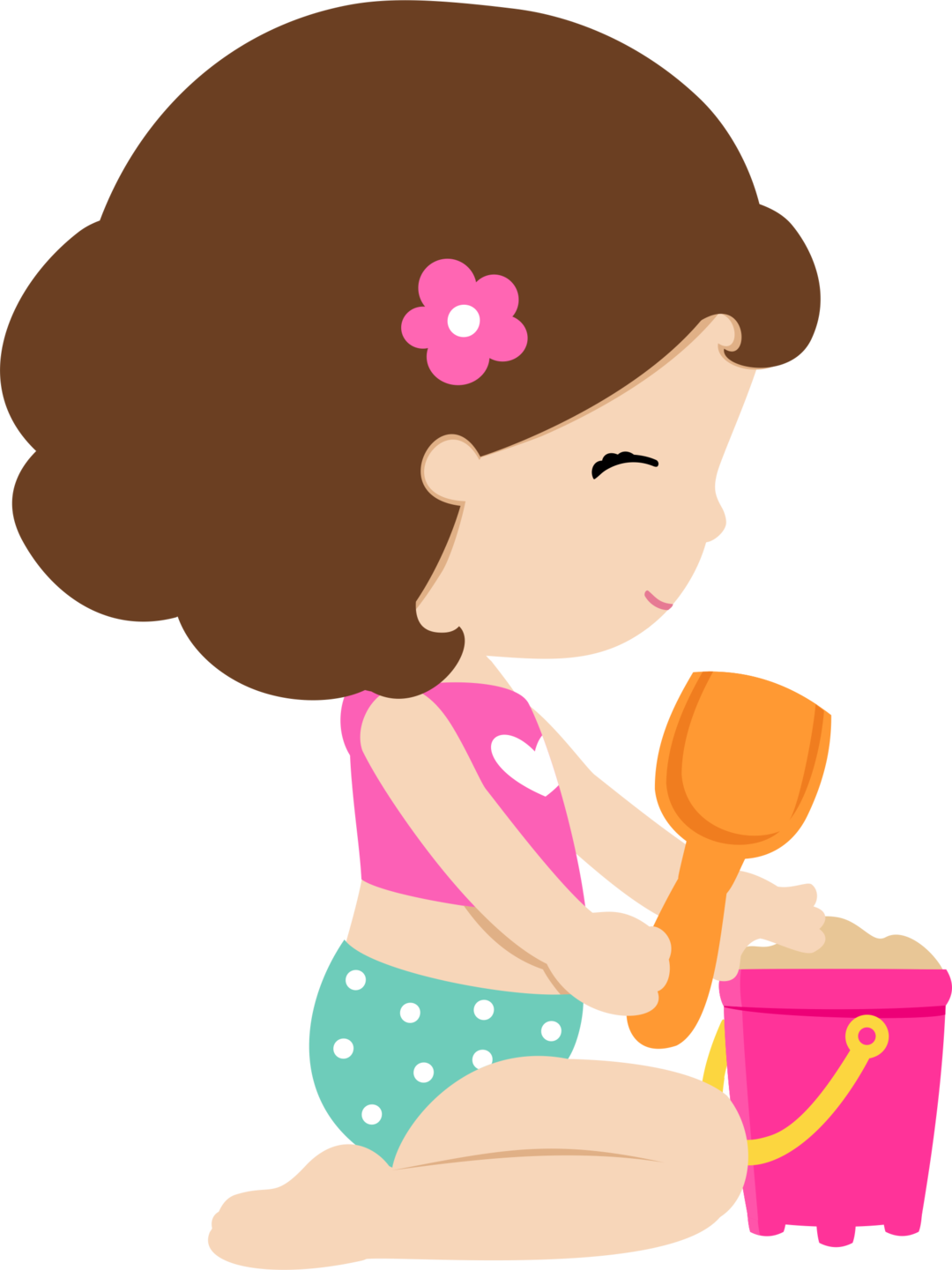Cartoon Child Playing With Sand Bucket.png PNG image