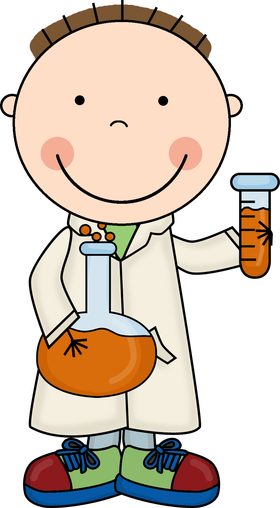 Cartoon Child Scientistwith Beakerand Flask PNG image