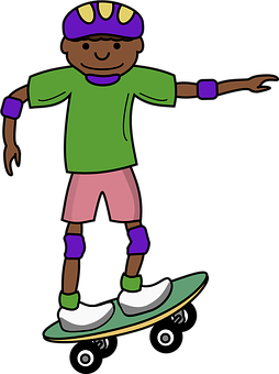 Cartoon Child Skateboarding African PNG image