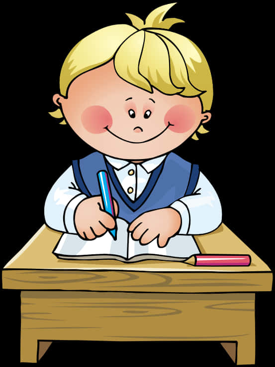 Cartoon Child Studyingat Desk.png PNG image