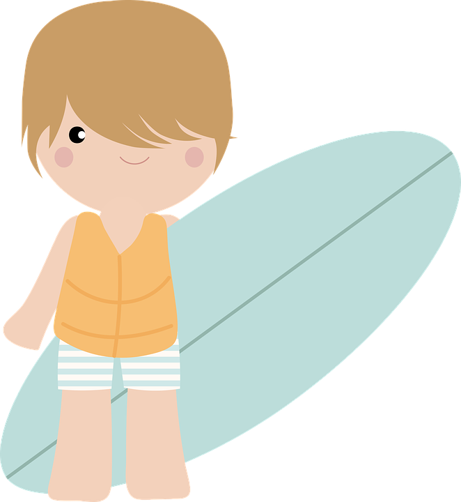 Cartoon Child Surfer Vector PNG image