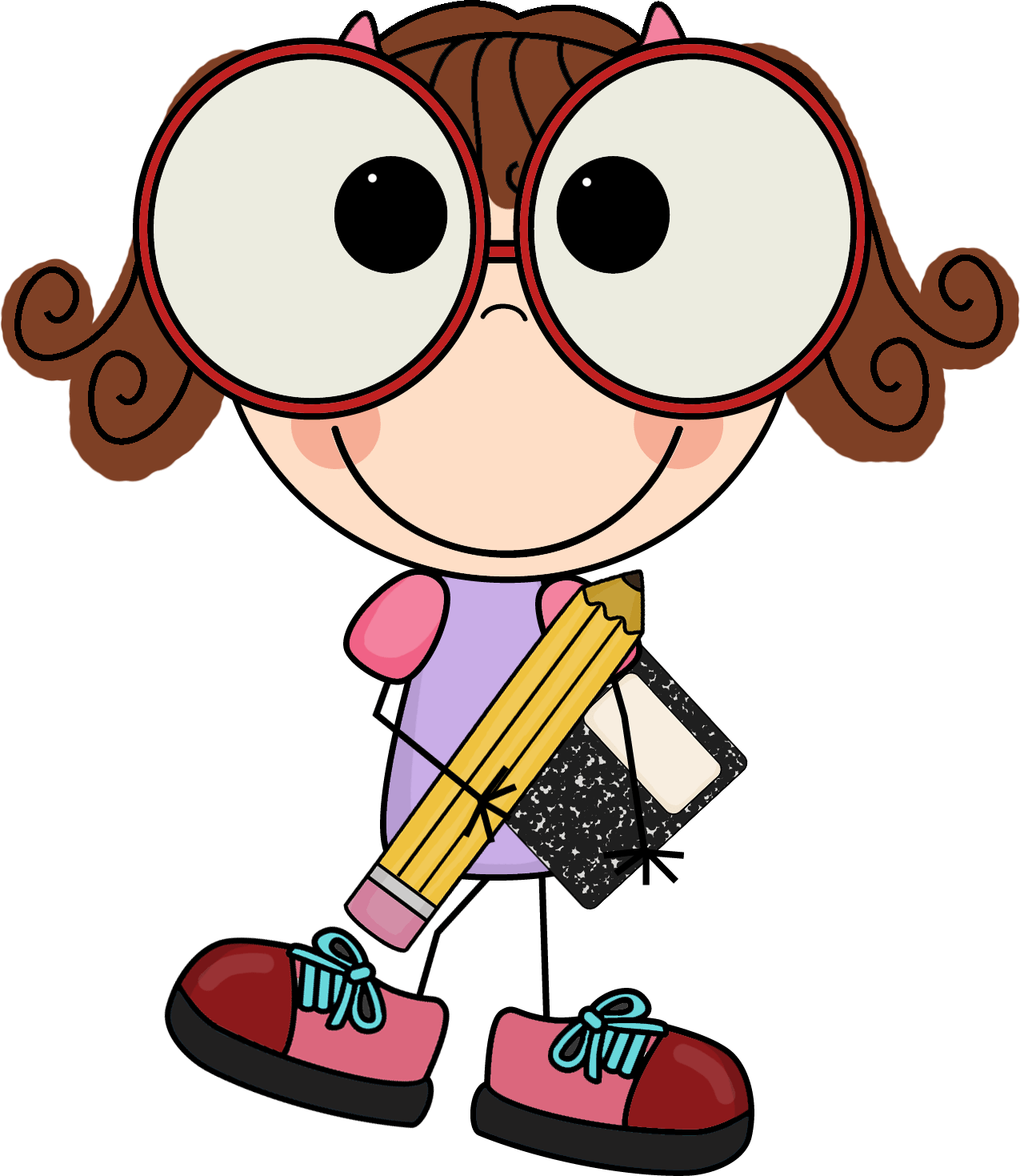 Cartoon Child With Oversized Glasses PNG image