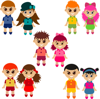 Cartoon Children Collection PNG image