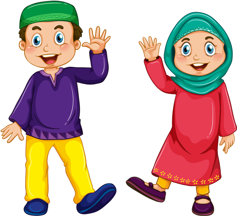 Cartoon Childrenin Traditional Clothing PNG image