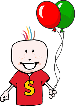 Cartoon Childwith Balloons PNG image