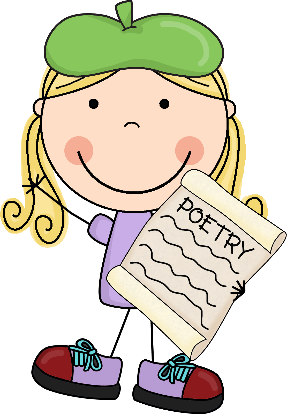 Cartoon Childwith Poetry Book PNG image